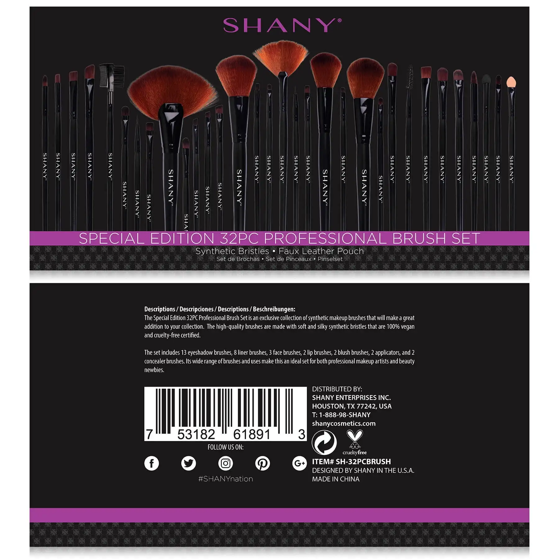Brochas de maquillaje, base sintética de primera calidad, corrector en polvo, sombras de ojos, juego de brochas cosméticas