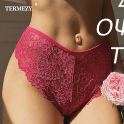 TERMEZY Women's Sexy Lace G-string Solid Color Hollow Out Thongs Embroidery Soft Panties Female Breathable Transparent Lingerie