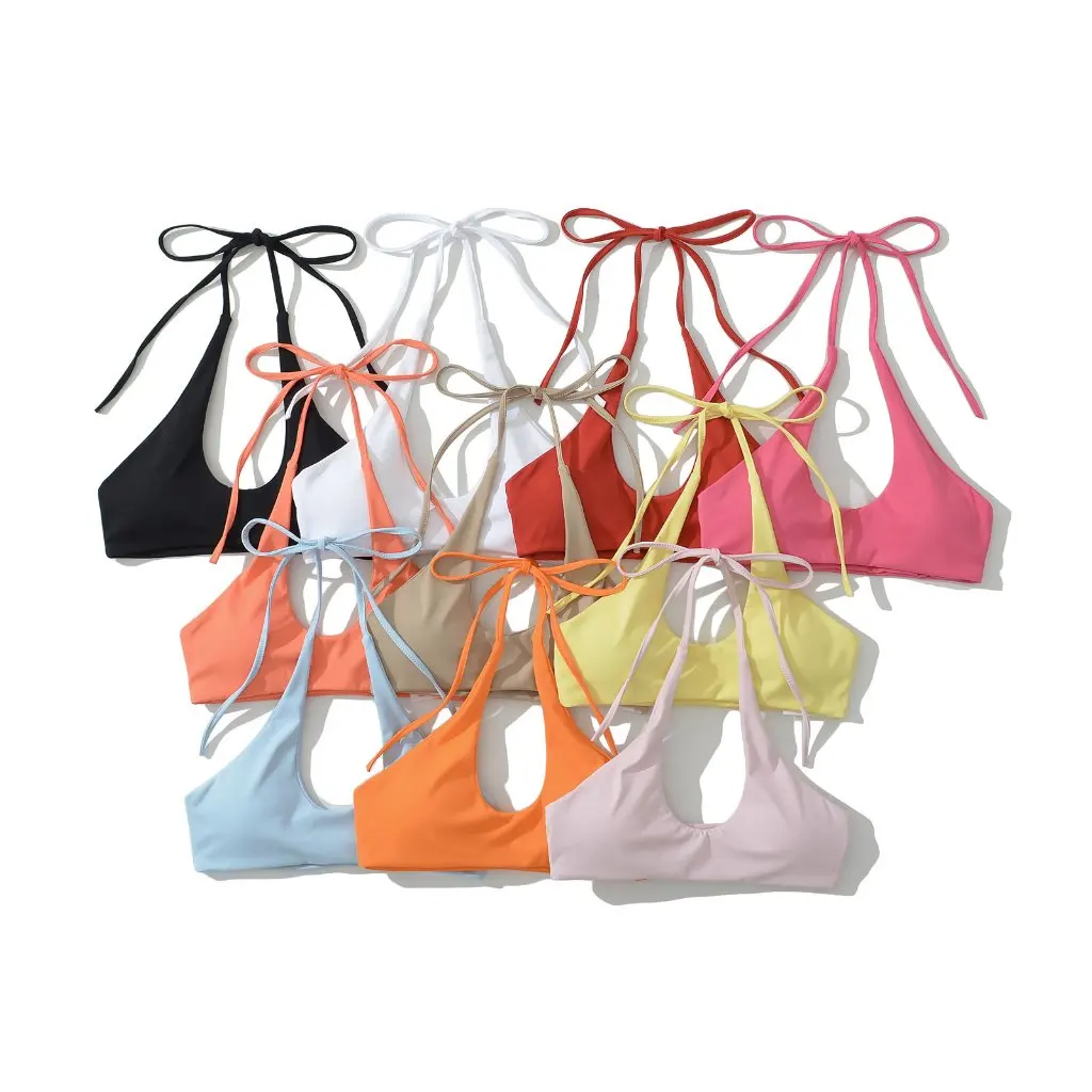 

Large U-Neck Halterneck Strap Vest for Women Summer Sexy Hot Girl Outer Wear Tube Top with Breast Pads Trendy Casual Top