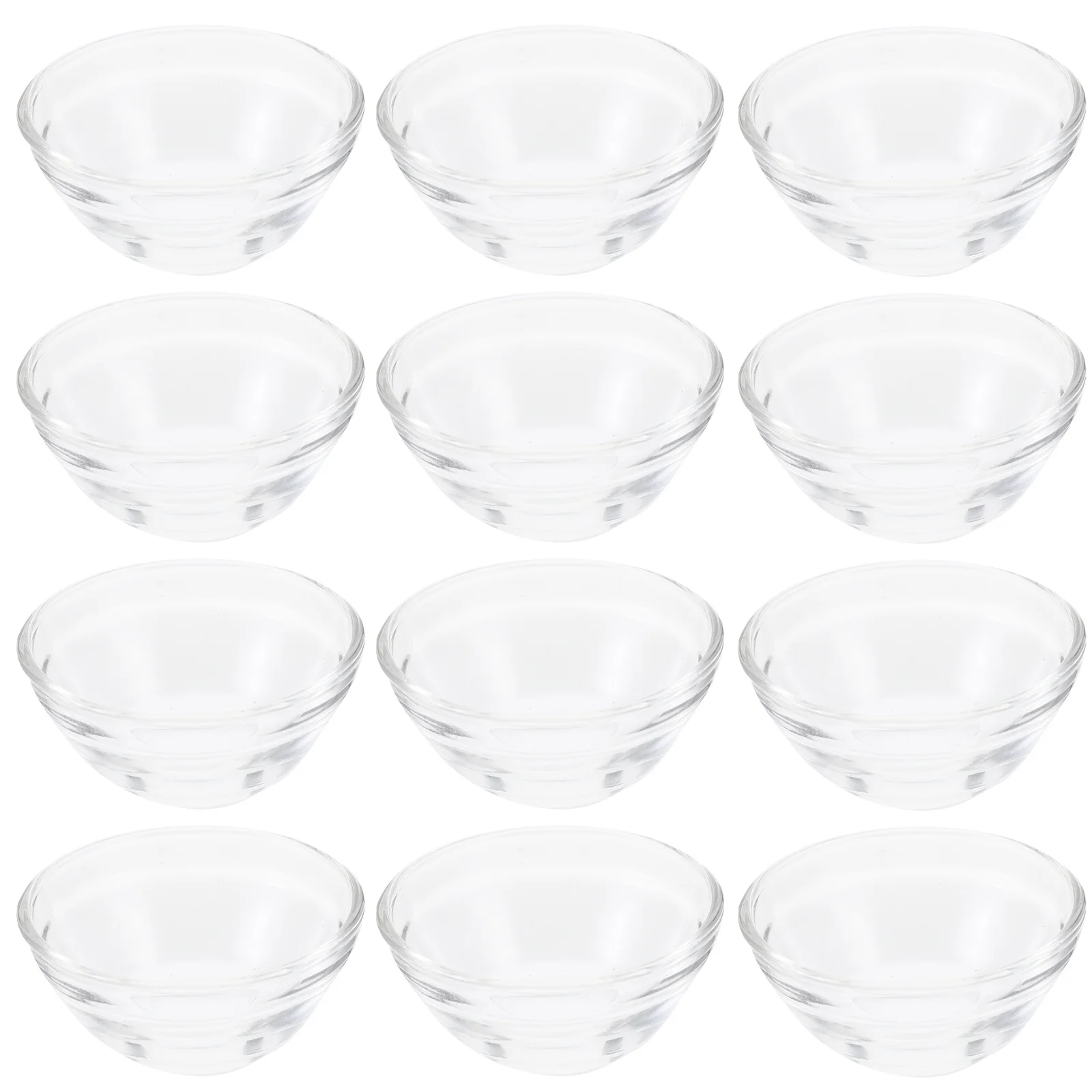 

12Pcs Versatile Glass Dessert Bowls Scratch Resistant Transparent Containers for Pudding Jelly Cake Storage Stackable Space