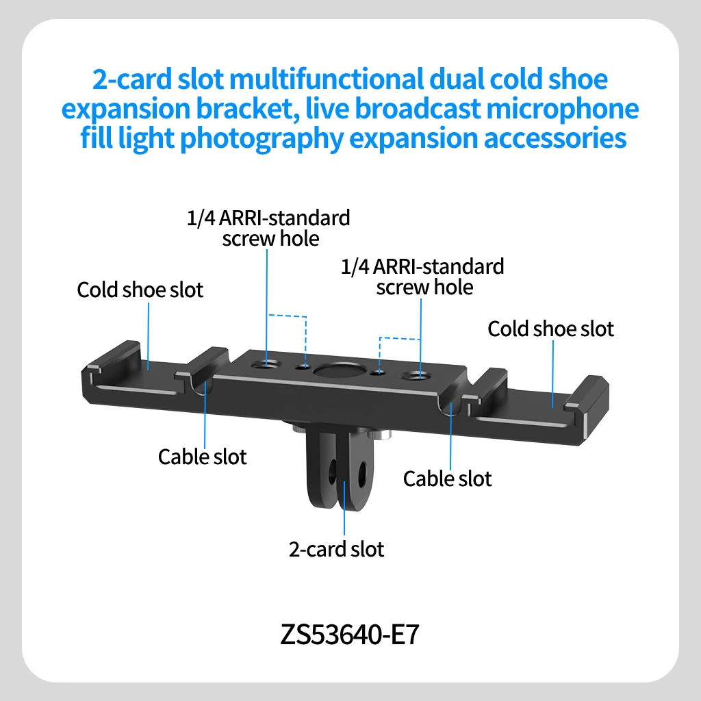 Aluminium Cold Shoe Halterung Dual Coldshoe Verlängerungsstange Platte Adapter 1/4 für Canon Sony Mikrofon LED Video Licht Monitor – Detail 19