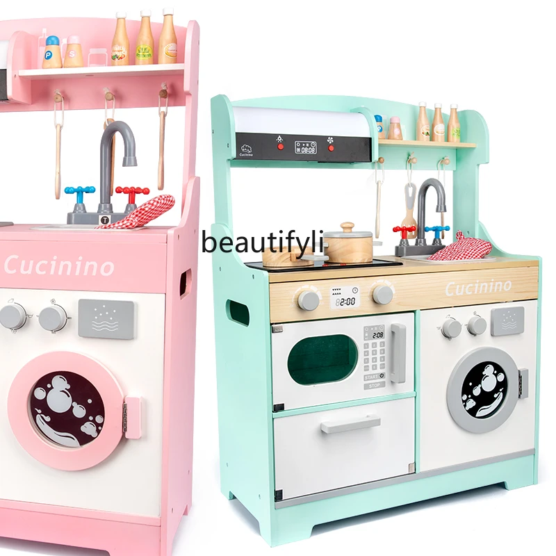 

Children's simulated kitchen utensils 3-6 years old boys and girls cooking wooden sound and light kitchen toys