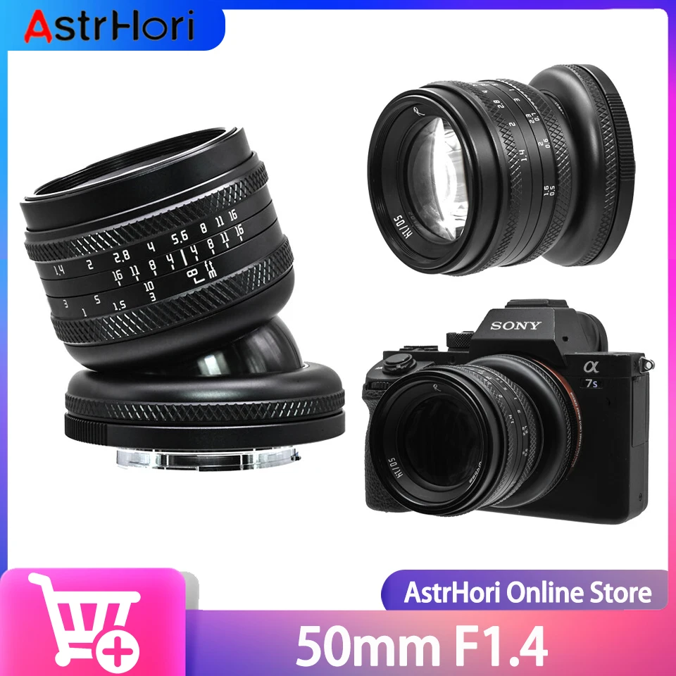 AstrHori 50 مللي متر F1.4 إمالة التركيز اليدوي كامل الإطار فتحة كبيرة عدسة الكاميرا لسوني E نيكون Z كانون RF Fujifilm X M4/3 L-Mount
