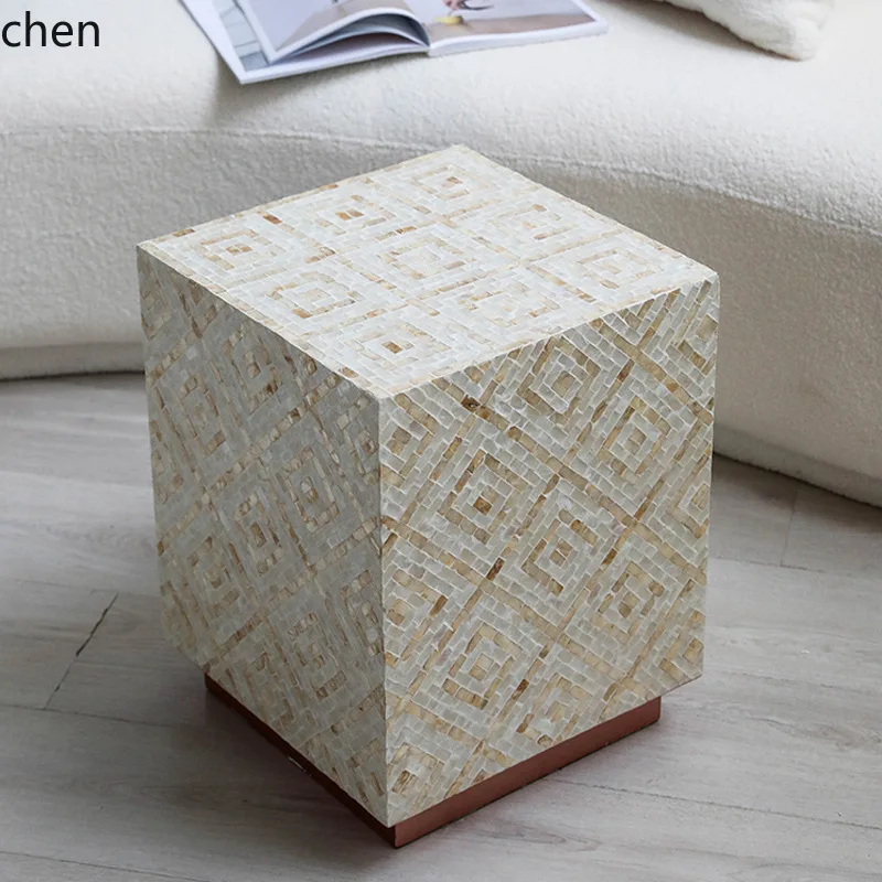 CZ French Style Shell Edge Table High-End Sofa Corner Table Balcony Coffee Table Bedside