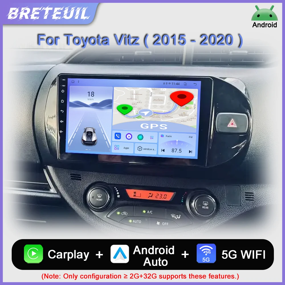 Para Toyota Vitz 3 XP 130 2014 2015 2016 2017 2018 2019 2020 Android Car Radio Multimedia Video Player Navegación GPS Carplay Pantalla táctil Auto Estéreo Sistemas inteligentes
