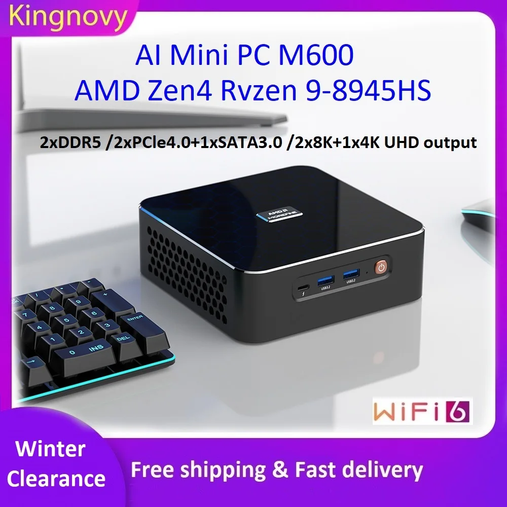 MOREFINE M600 Gaming Mini PC Ryzen 9 8945HS 7940HS USB4 2x2.5G LAN