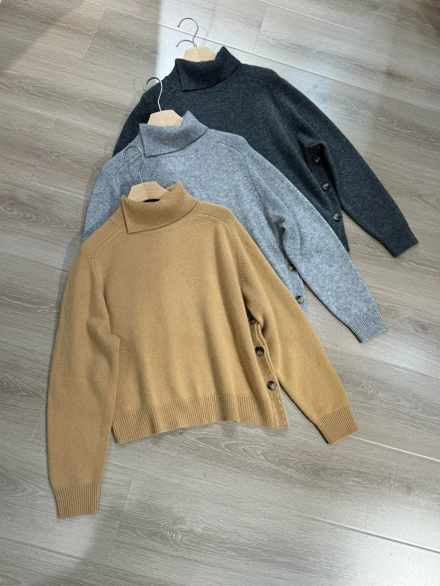 Autunno inverno 2024 maglione Pullover in Cashmere da donna collo alto lavorato a maglia a maniche lunghe maglione allentato