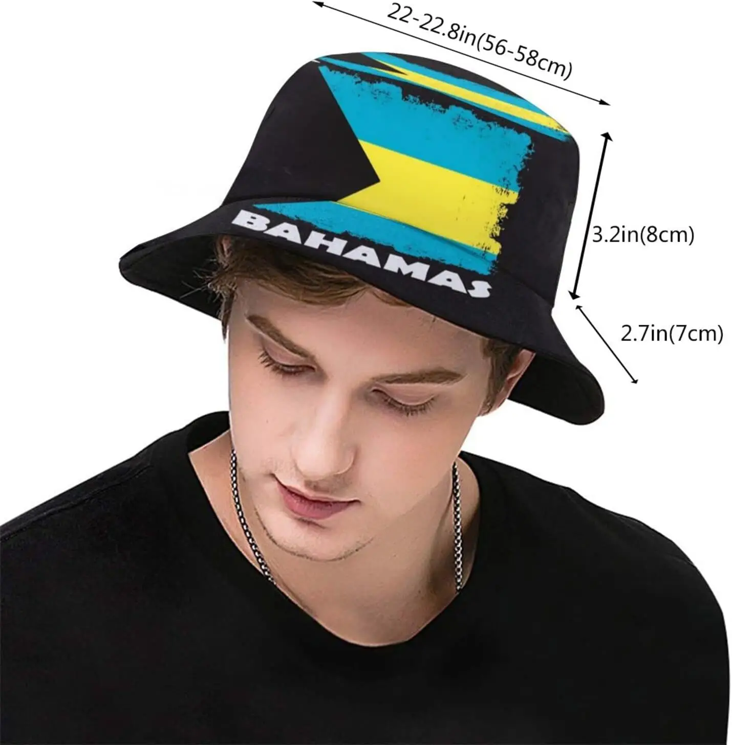 Bahamas Flag Bucket Hat Packable Outdoor Bahamian Sun Hats Fisherman Caps for Men Women