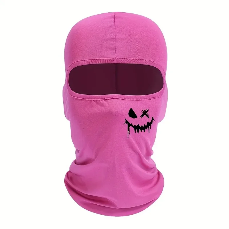 2 Stück/1 Stück Skimaske mit lächelndem Gesichtsmuster, Sturmhaube für Herren, Outdoor-Radfahren, UV-Schutz, winddichter Schal für Snowboard – Detail 9