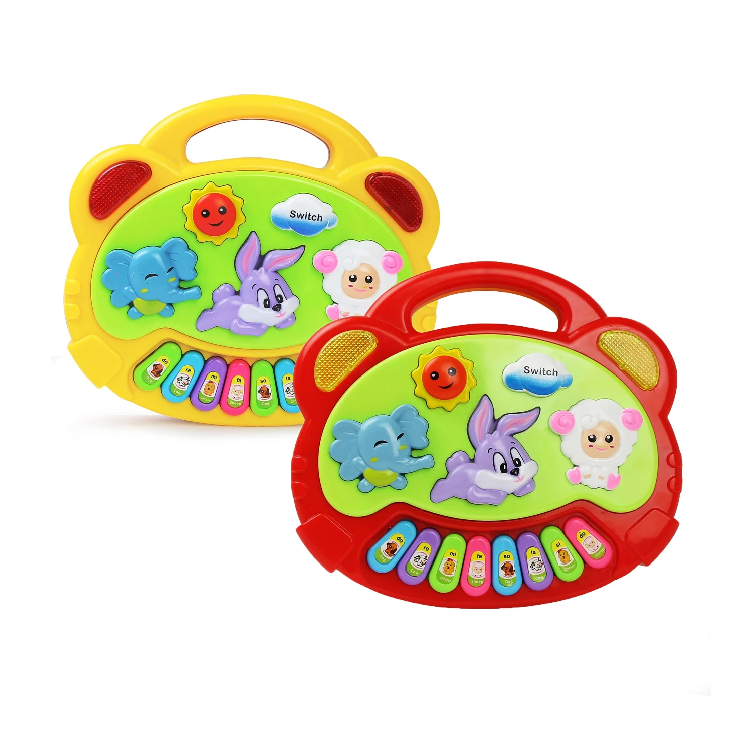 Juego de teclado de Piano de dibujos animados para niños con sonidos de animales luz intermitente música instrumento de bebé juguetes musicales juguetes educativos regalos para niños