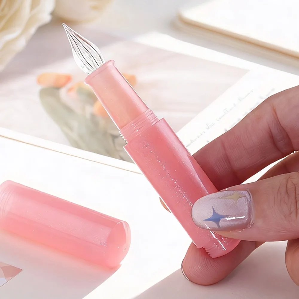 

Новая мини-перьевая ручка EF/F/стеклянное перо с блестками, ручка ярких цветов, чернильная ручка, школьные принадлежности