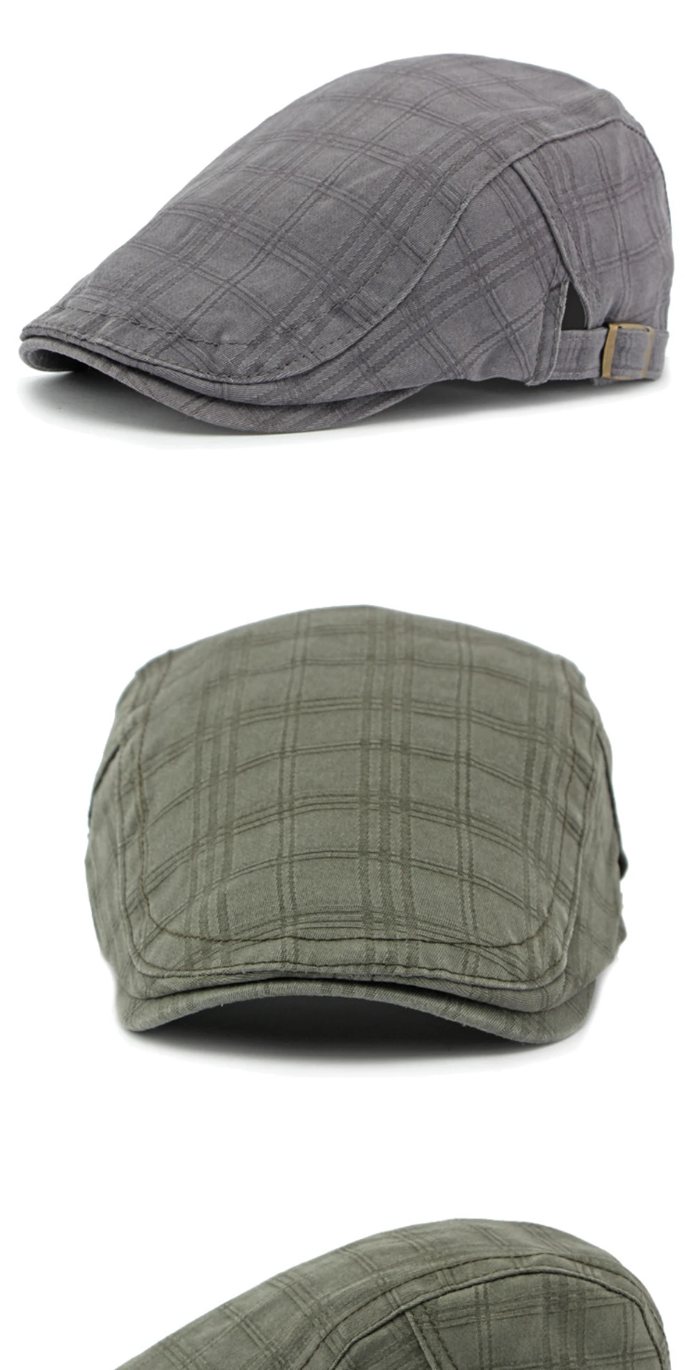 HT4239 Baskenmütze für Alle Jahreszeiten Baumwolle Ivy Flat Cap Damen Vintage Künstler Maler Baskenmütze Herren Unisex Kariert Verstellbare Herren-Baskenmützen – Detail 7