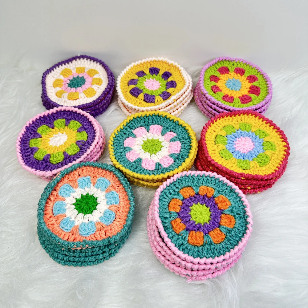 Customized DIY Hand Crochet Mats Round Coaster Table Decor Doily Placemat Bags Clothing Decoration Part  11CM 20pcs/lot