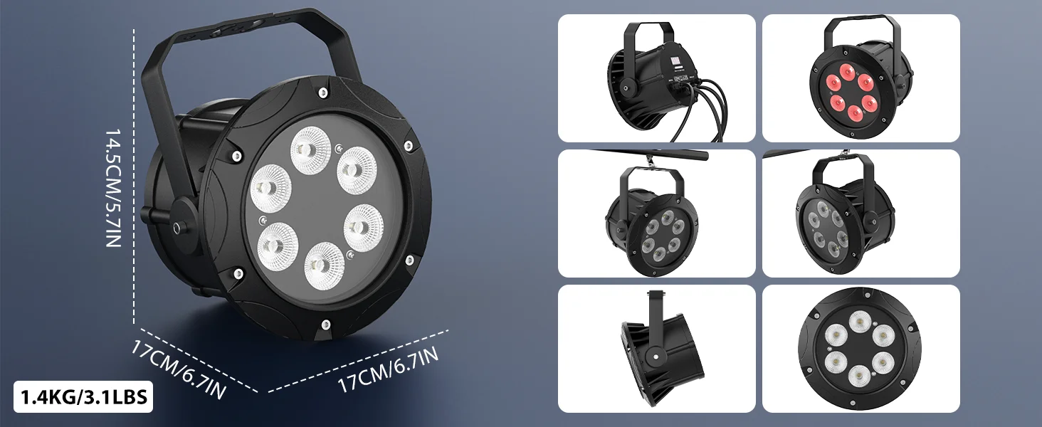 U'King 4 Stück Wasserdichte Par-Leuchten 6x10W RGBW LED Stroboskop-Effektbeleuchtung DMX512 Tonaktivierte Steuerung Bühnenlicht für DJ Disco – Detail 6