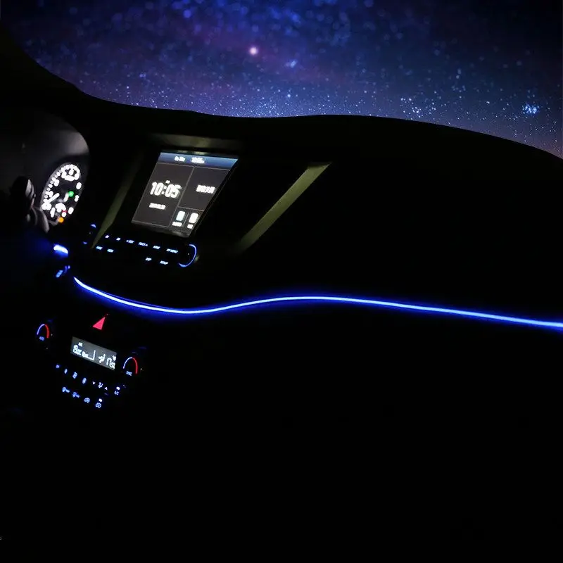 Car Interior LED Dashboard Atmosphere Light EL Wiring Neon Strip Ambient Lamp Decorative Blue Color for Hyundai Tucson 2015-2021