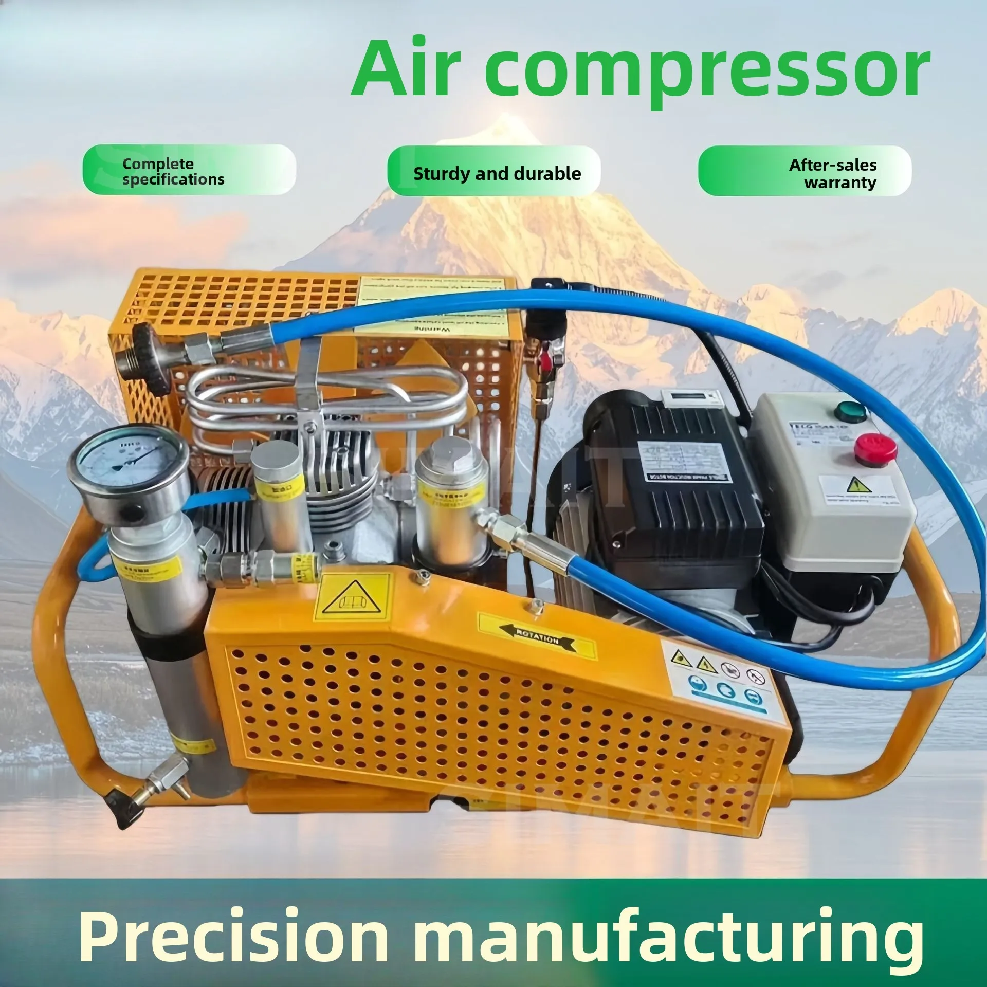 4-Stage 100L High Pressure SCBA Breathing Air Compressor Cylinder Filling Pump for Mine Rescue Diving Bottle Inflation