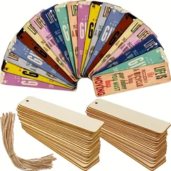Wooden Blank Bookmark DIY Wooden Craft Bookmark Unfinished Wooden Tag List Rectangular Blank Bookmark with Hole and Rope