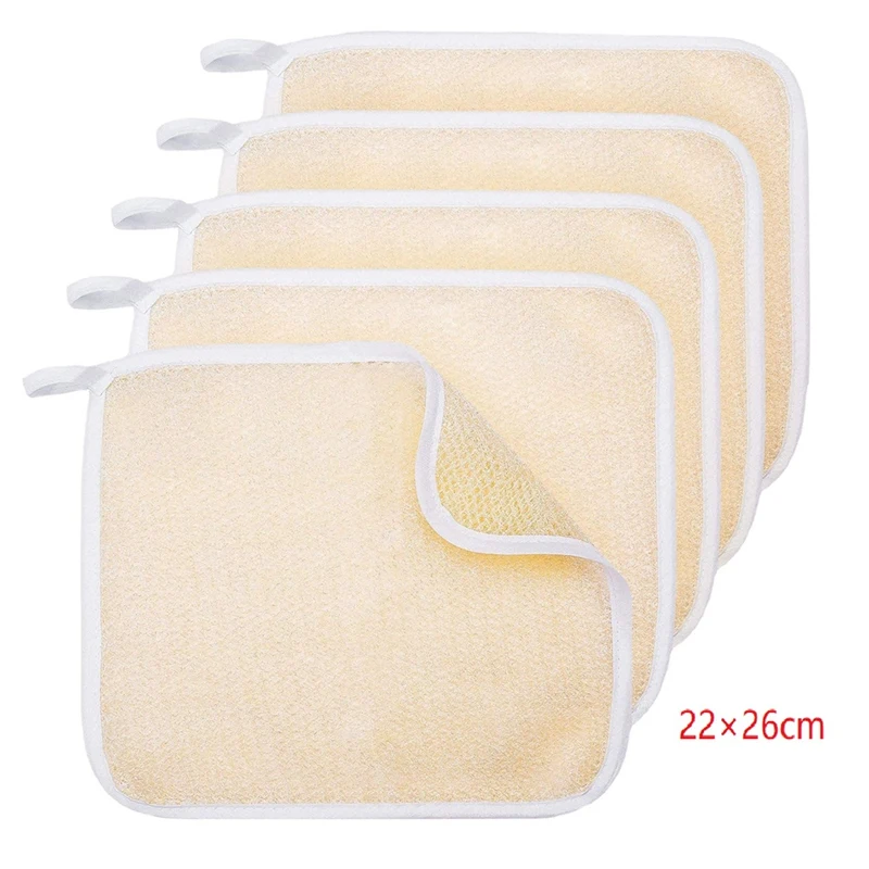 5 Pieces Bath Exfoliating Face And Body Wash Cloths Towel Weave Bath Cloth Exfoliating Scrub Cloth Massage Bath Cloth Durable