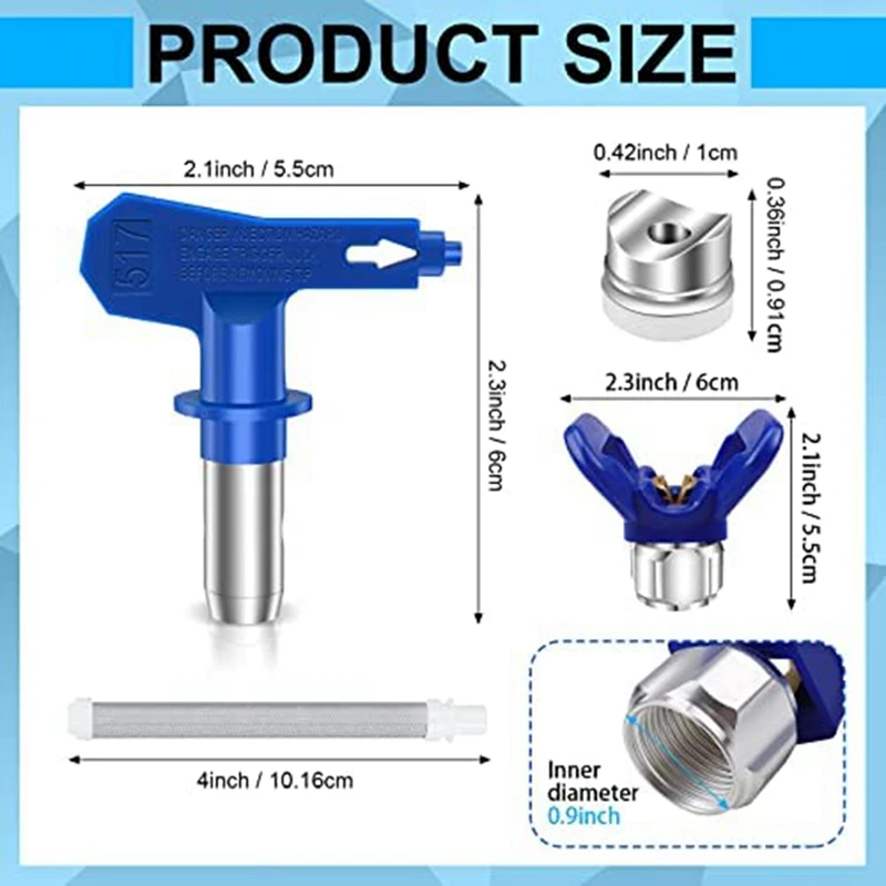 Airless Paint Nozzles Set Reversible Airless Spray Paint Nozzle Paint Spray Filters Replace For Spray Paint Machine