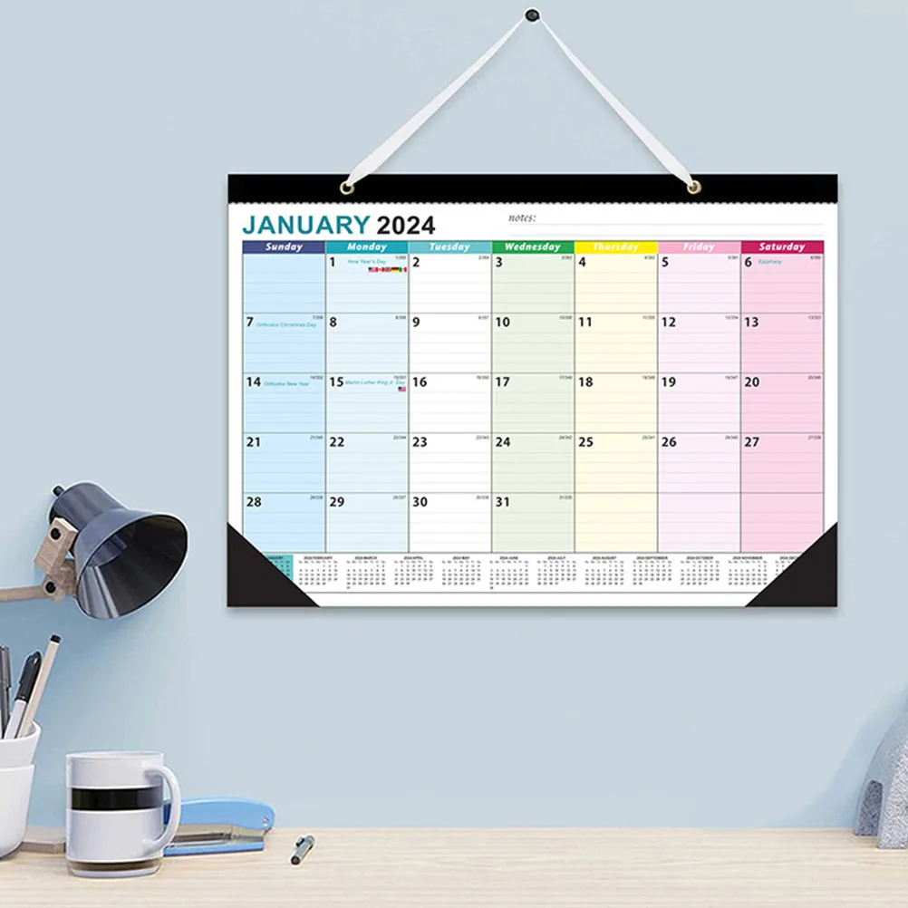

Yearly Wall Hanging Calendar 2024 Sturdy Tearable Page Monthly Planner Office Home Daily Schedule Wall Calendar