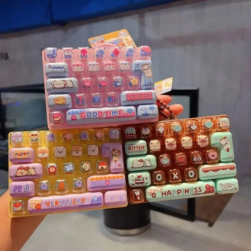 26Grid Keycap Clicker Anti Stress Fidget/; Keyboard Keychain Decompression Button Cartoon Hand Relax Party Favor Gift 26구 키캡 키링
