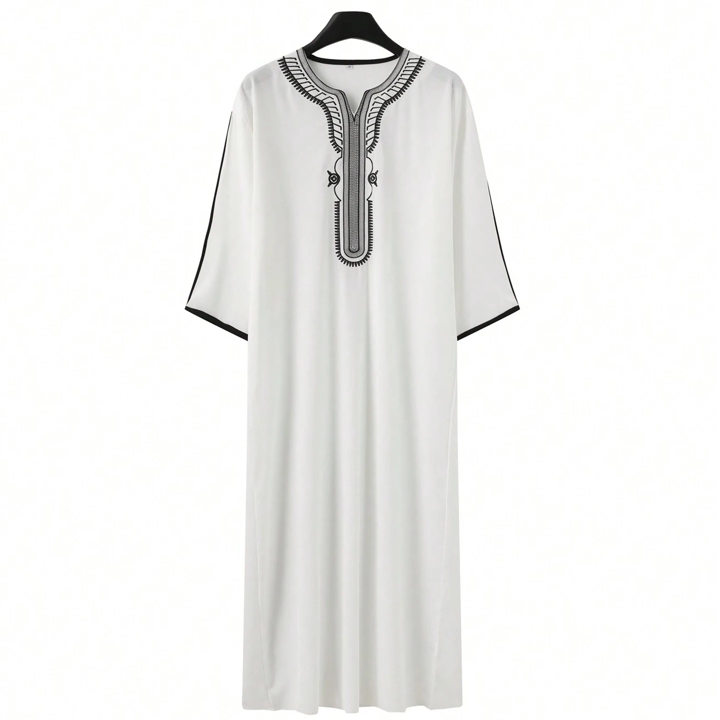 رداء رجالي عربي مسلم نمط عرقي مطرز على الطراز المغربي كاجوال تقليدي إسلامي ثوب طويل ثوب صلاة #2