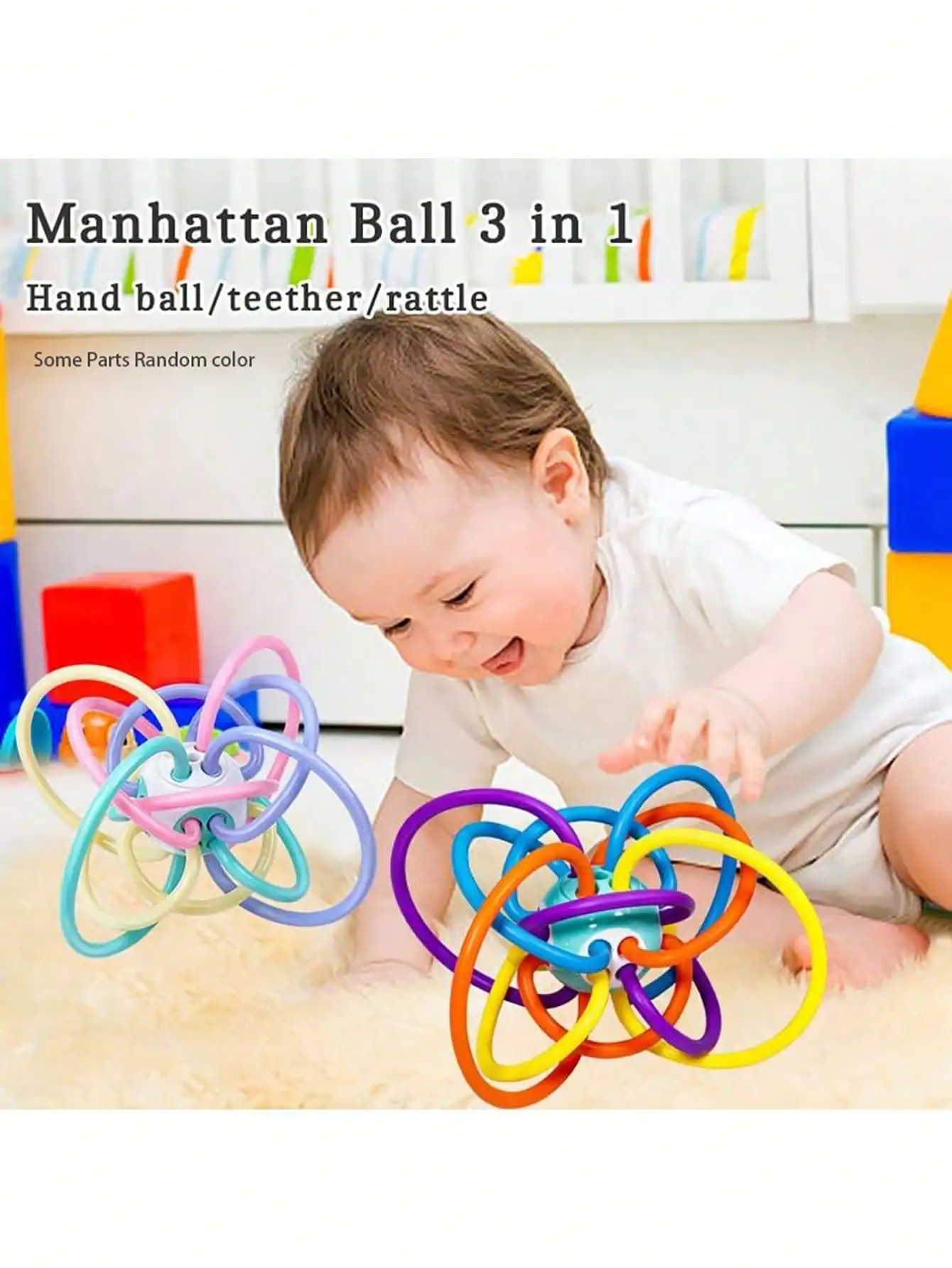 Sensory Teether Silicone Manhattan Ball, Newborn Baby Toys Children\'s Kids Gift, Development Games 0 -12 Months,High temperature