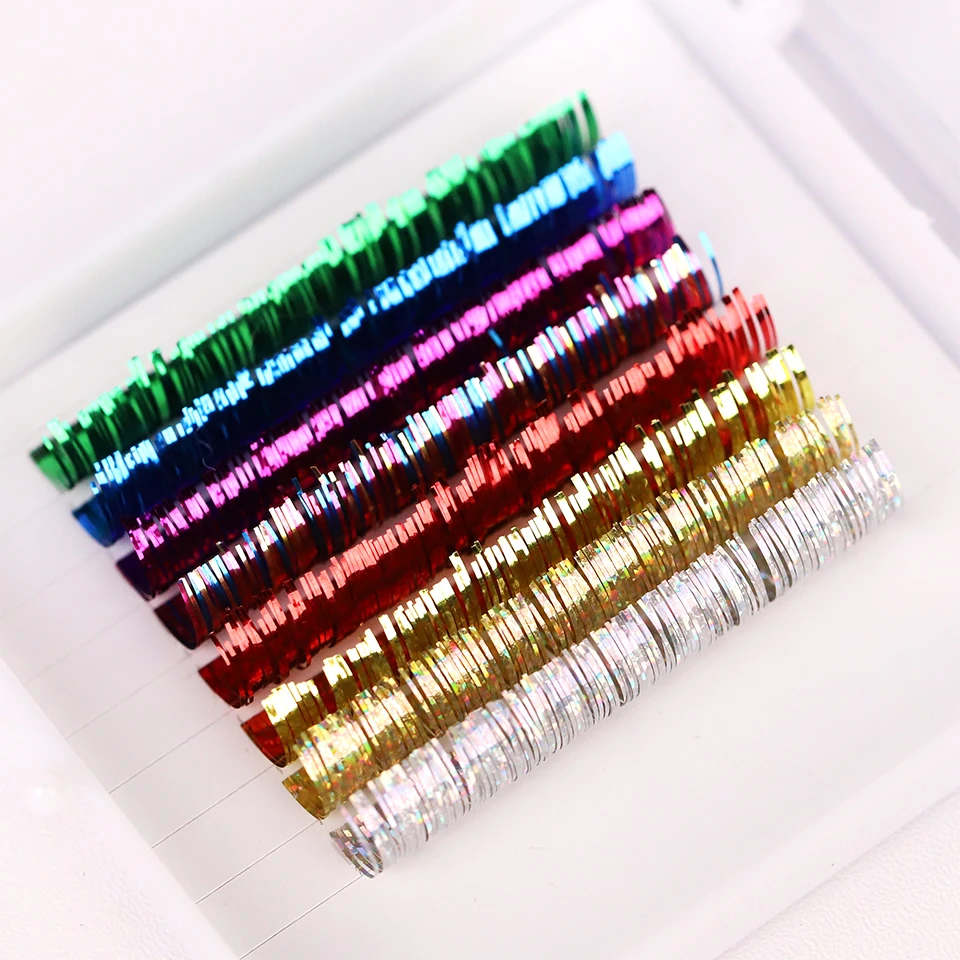 Colorful Shiny Individual Tinsel Eyelash Mix Color Holographic Tinsel False Lash Christmas Party Shimmery Makeup Lash Extensions