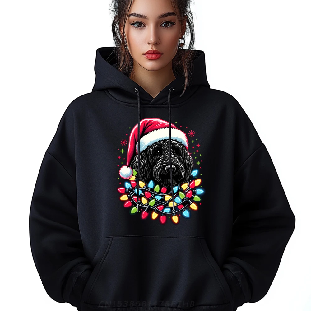 

Black Labradoodle Christmas Tree Xmas Lights Doodle Dog Plain Sweatshirts Wholesale Mens Gifts