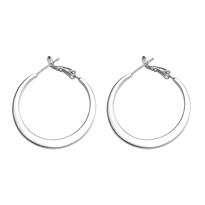 1 Pair Men Women Color Hoop Earrings Circle 2 mm 316 l Stainless Steel 30/40/5060 mm Earring IP Plating No Fade Allergy Free