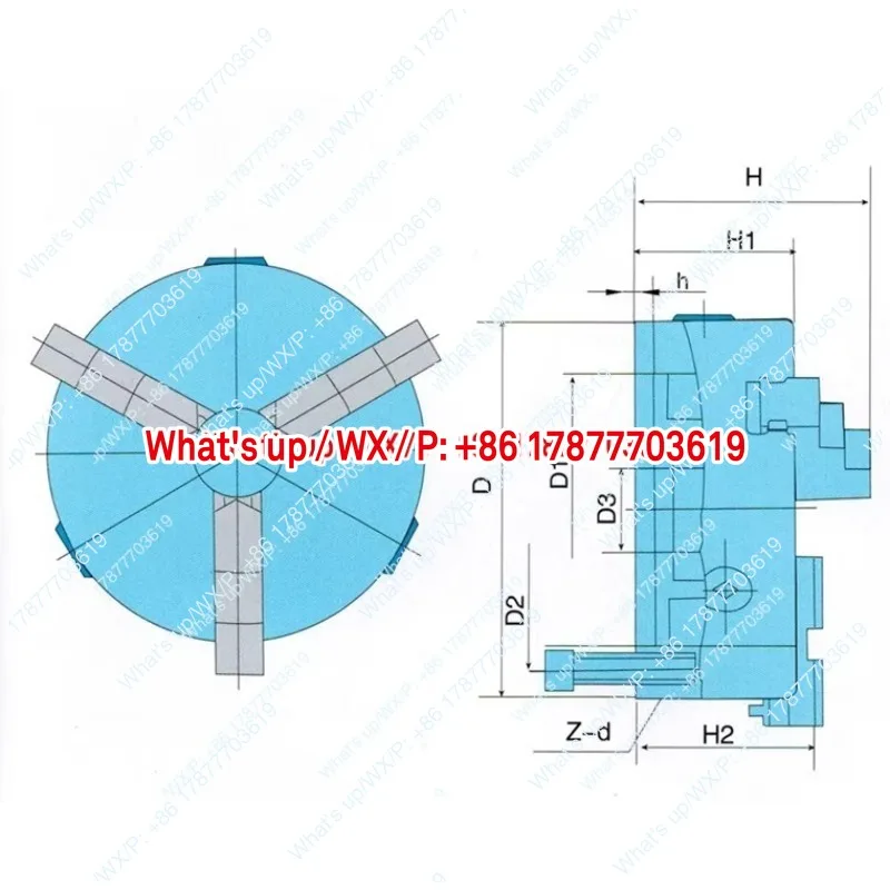 Three-jaw self-centering chuck front perforated K111-80 100 125 160 200 250F quad axle