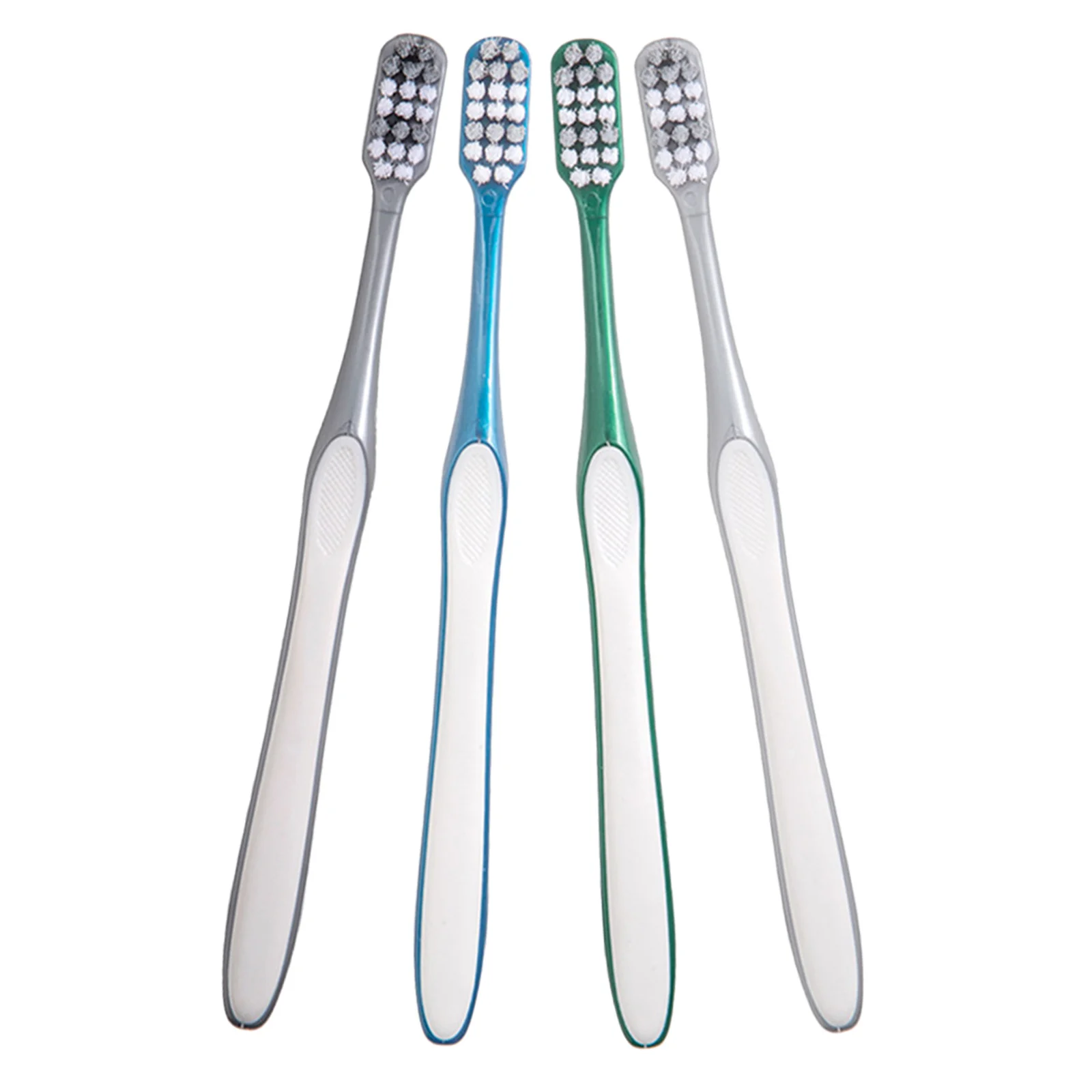 4Pcs Hard Bristle Manual Toothbrushes for Adults Men Large Head PP Tpr Material Ergonomic Handle Travel Lightweight