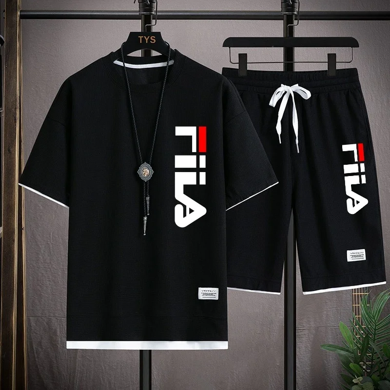 

New youth summer casual T-shirt and shorts set. Men's short-sleeved shorts breathable outdoor sports outfit.
