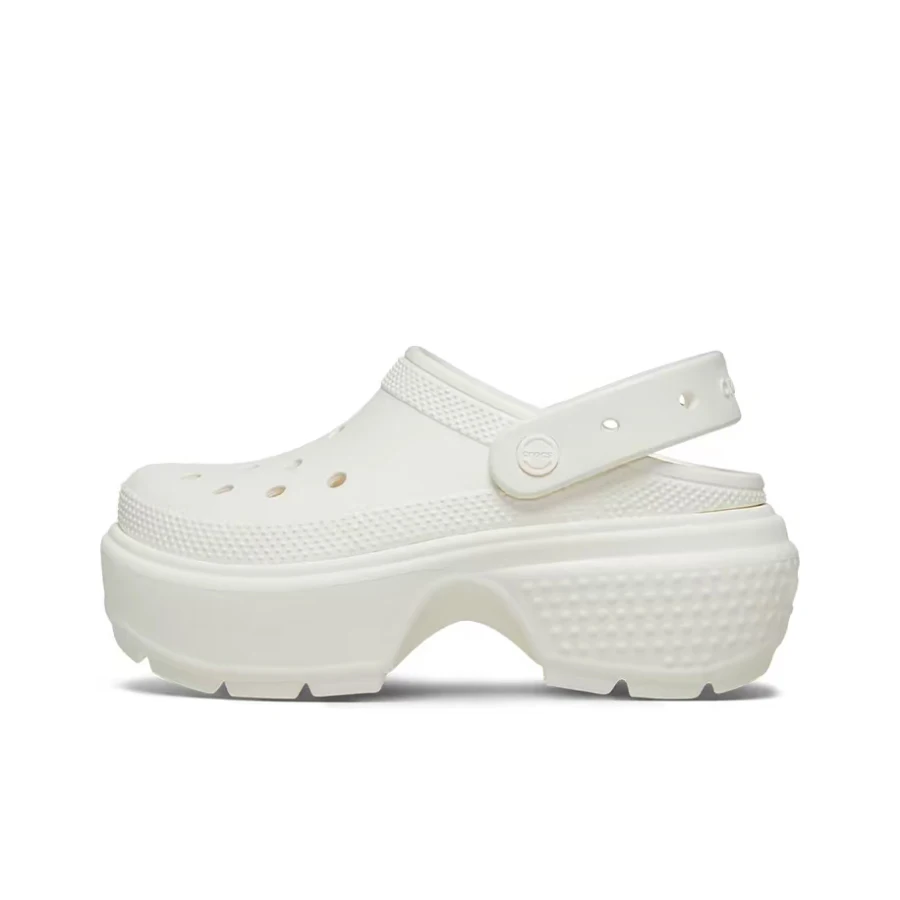 Crocs Stomp Clog Unisex White Casual Clogs  Stylish Breathable Versatile Fit, Comfortable 5.5cm Heel Lift 209347-0WV
