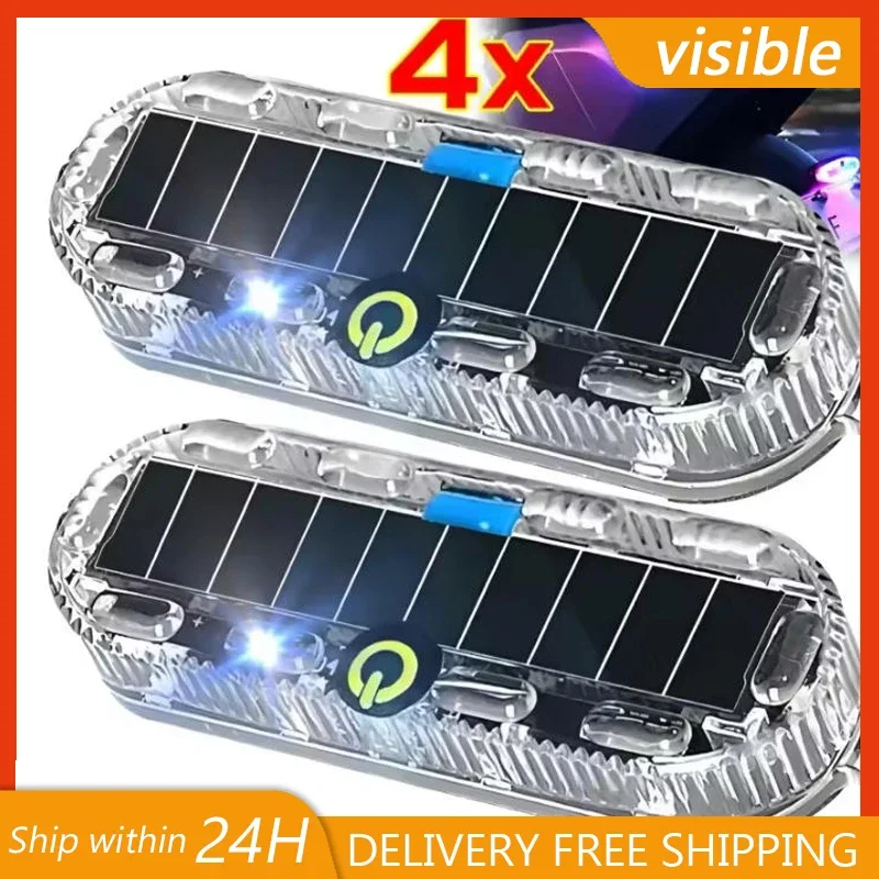 

Мотоциклетный солнечный светодиодный сигнальный светильник, антизадний стробоскоп, мигающий задний фонарь для ночной езды для автомобиля, мотоцикла, электрического велосипеда