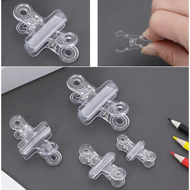 3-10pcs Transparent Binder Clips Bill Paper Clips Documents Tickets Clips Bookmarks Index Page Holder Office Binding Supplies