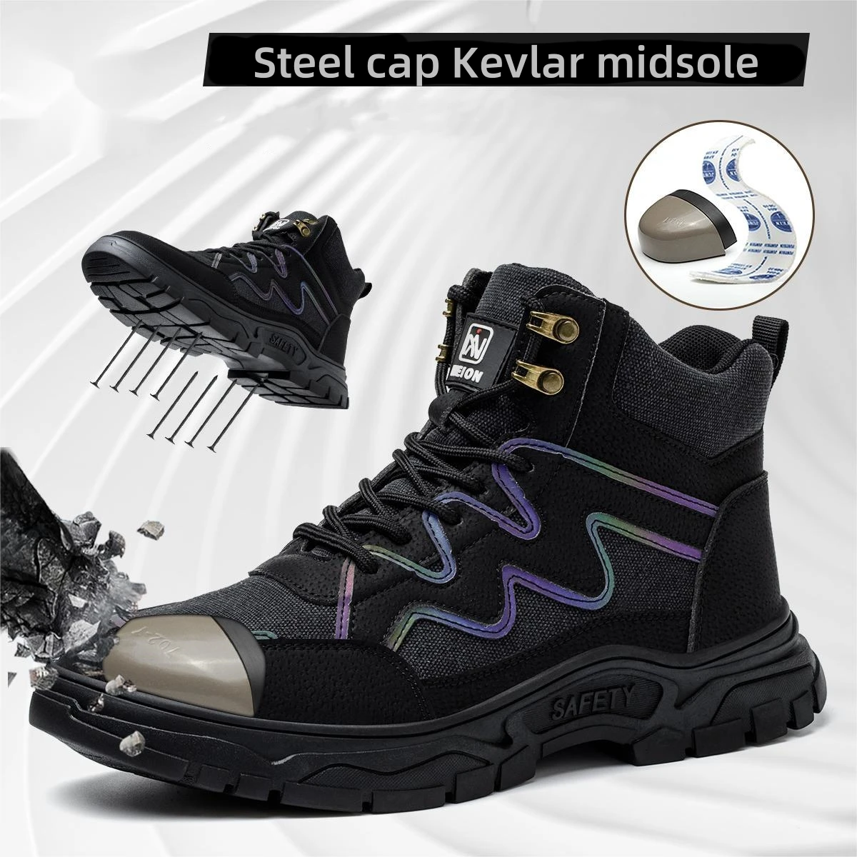 Security Boots Safety Shoes Men Work Sneakers Indestructible Shoes Puncture-Proof Protective Shoes Work Boots Steel Toe