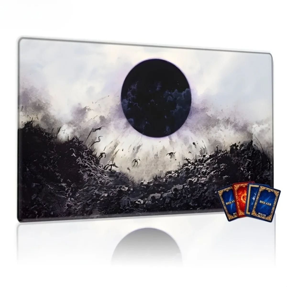 Alfombrilla de ratón para juegos Dark Style Black Hole Ink, base de goma antideslizante, tapete de juego de mesa TCG, regalo ideal para entusiastas de la mitología