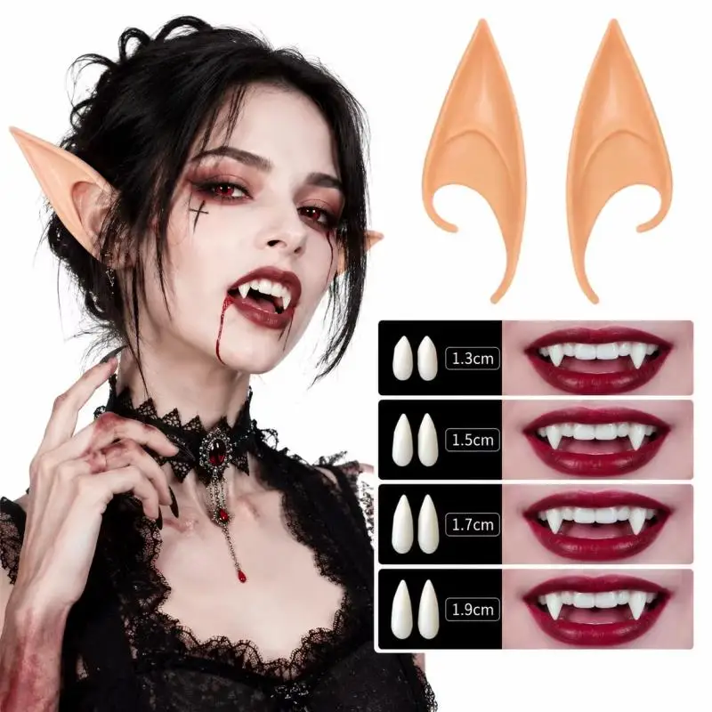 Halloween Resin Sharp Fangs False Teeth 4 Sizes Optional Cosplay Masquerade Horror Dress up Props Party Costume Accessories