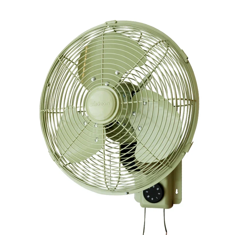 12 /16 Polegada retro fresco verde metal ventilador de parede cozinha casa parede pendurado ventilador mecânico balançando cabeça núcleo cobre ventiladores elétricos