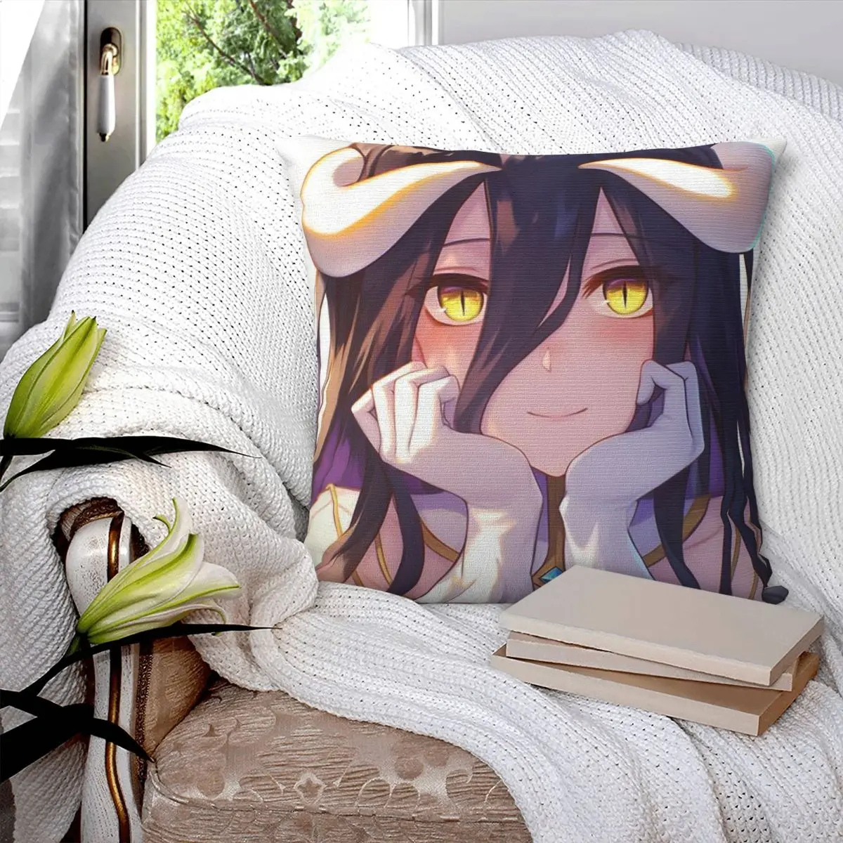 Adventure Anime Albedo Overlord Square Pillowcase Cushion Cover Pillow Case Throw Pillow Cover for Home Bedroom Car
