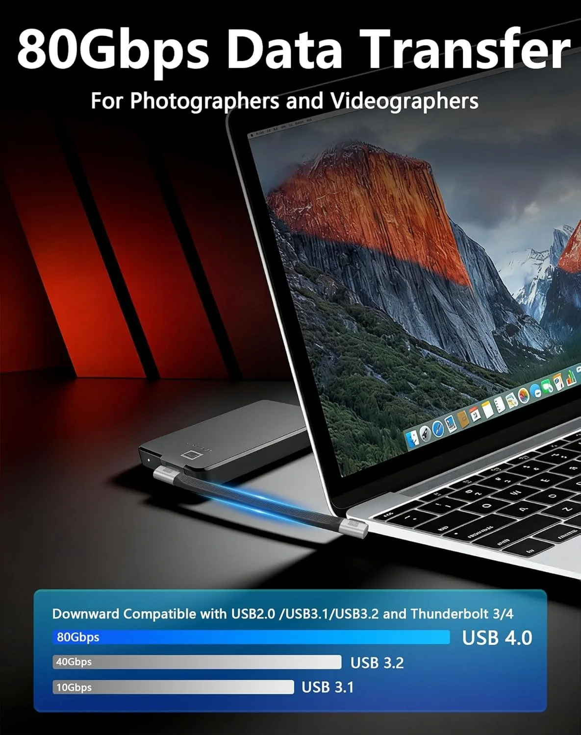 90° Right Angle USB C to USB C Cable 240W PD 80Gbps Thunderbolt 5 USB4.0 8K 60Hz Type C Short Charging Cord - view 3