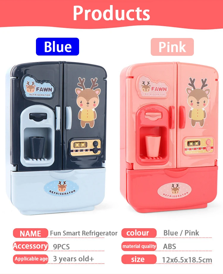 Mini Puppe Kühlschrank Möbel Küche Miniaturen Kühlschrank Rollenspiel Montessori Spielen Essen Spielzeug für Mädchen