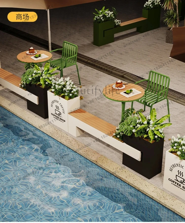 Milk Tea Shop Partition Stool Outdoor Display Square Planter Metal Flower Bed