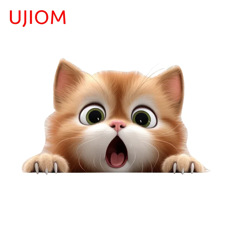 UJIOM Super Chibi Cat Peeking Wall Sticker Exquisite Adhesive Trunk Cupboard Windows Decal Chic Kitchen Cupboard Decoration