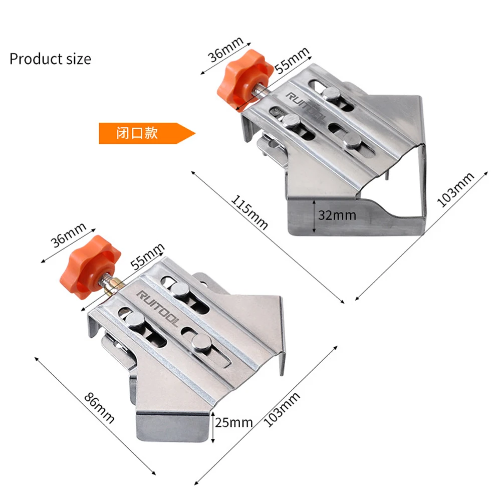 90° Fixing Corner Clips Woodworking Right Angle Clamp Carpenter Quick Positioning Clamp Stainless Steel for Wood Panel Splicing