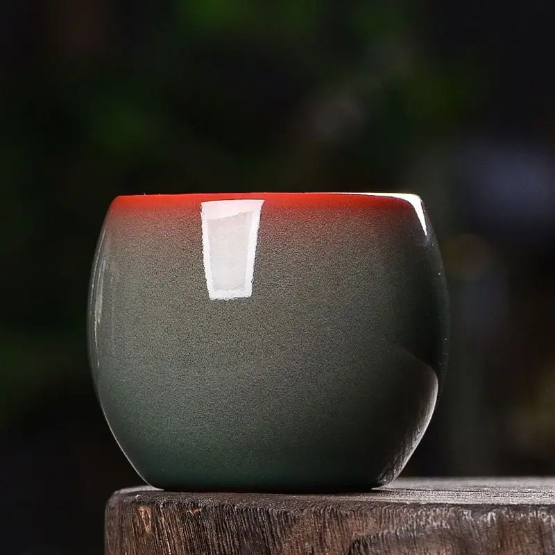 

Brown Red Kung Fu Tea Cup, Master Cup, Ice Cracked Glaze, Handmade Ceramic