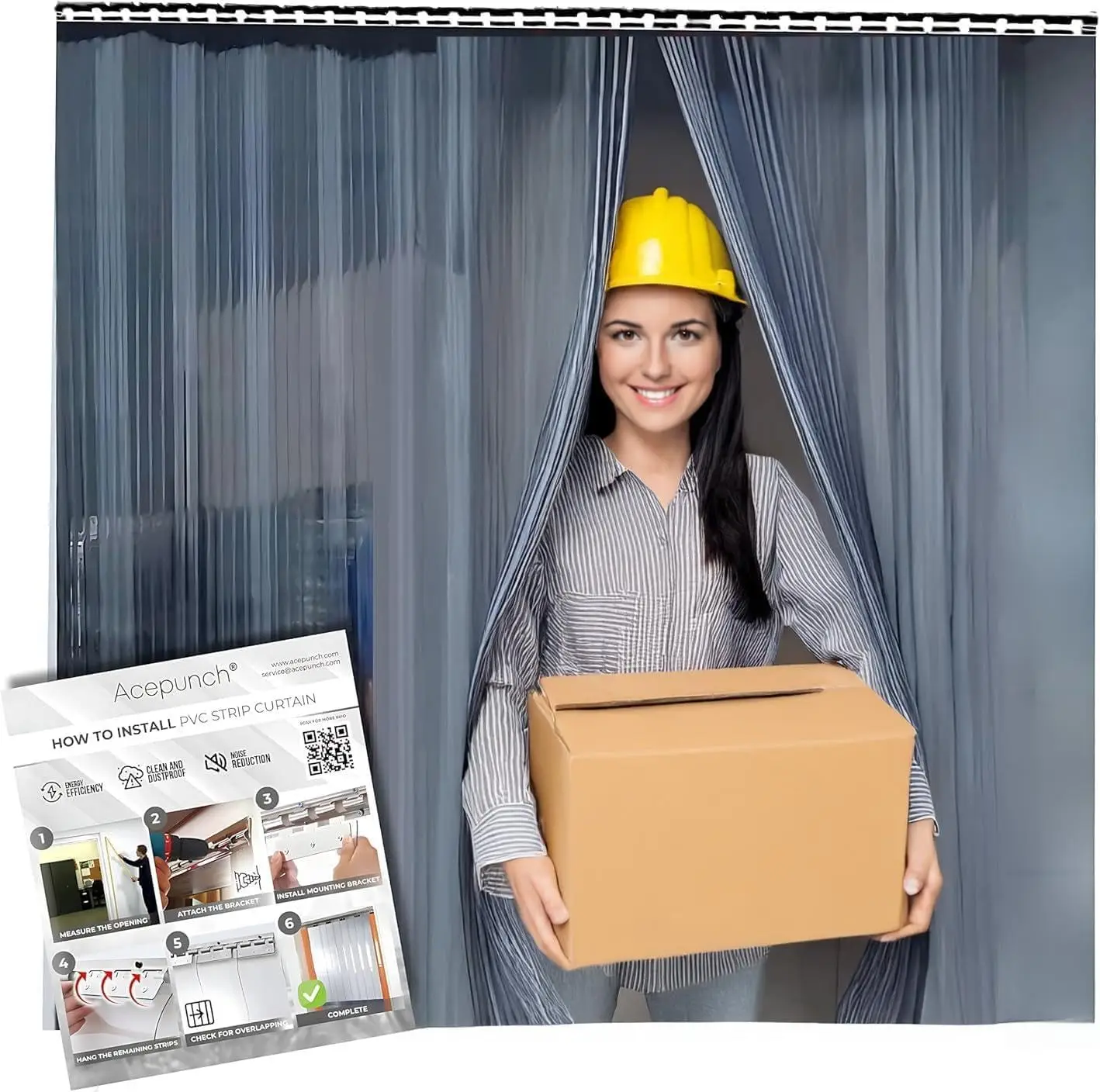 

4x7' Clear PVC Strip Curtain Kit - 48" Width x 84" Height Heavy Duty, Waterproof, Insulation for Warehouse, Freezer, Gar