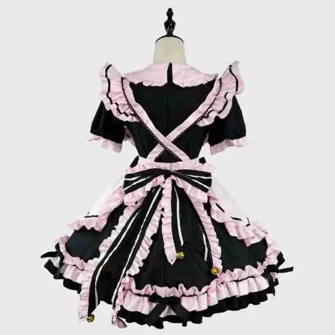 Anime Gothic Lolita Jsk Kleid Kurzarm Kawaii Bogen Dienst mädchen Party Kleider Cosplay Katzen Mädchen Harajuku niedlichen rosa Rüschen blac