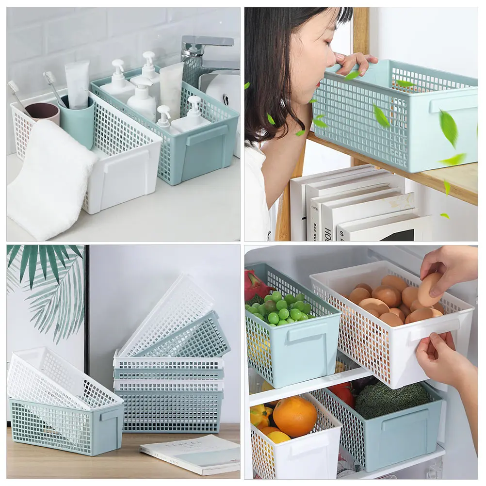 

2pcs Plastic Mesh Storage Basket Bathroom Kitchen Organizer Sundries Basket Home Hotel Bedroom Clothes Towels Soap Container